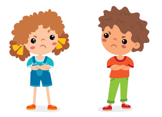 Cartoon Illustration Of Kids Quarrel