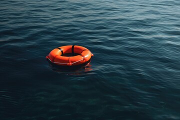 Lifebuoy on the surface of sea water. Generative AI