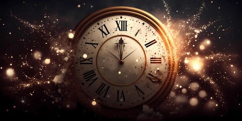 Obraz na płótnie Canvas Clock at midnight. Welcome to the new year 2024. Created by generative AI
