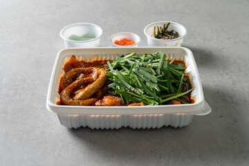 Beef gopchang gopdoritang, flying fish roe rice balls, and gopchang jeongol Korean food dish