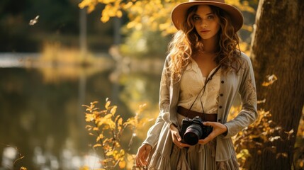 woman in the autumn park