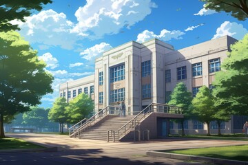 School city building anime visual novel game. Generate Ai