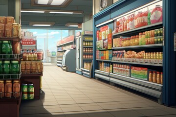 Supermarket cart anime visual novel game. Generate Ai