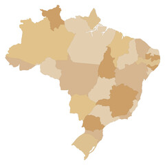 Brazil map with administrative regions. Latin map. Brazilian map.	
