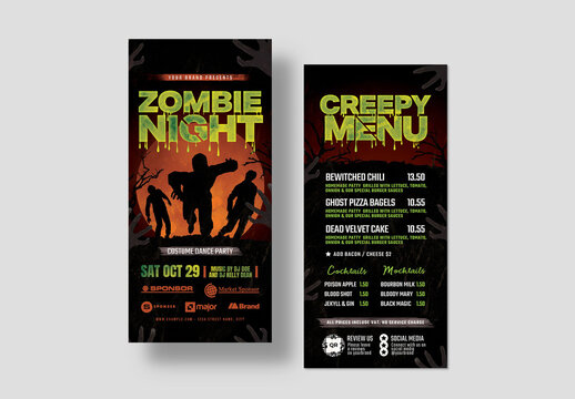 Halloween Zombie Night Party DL Card Flyer Layout