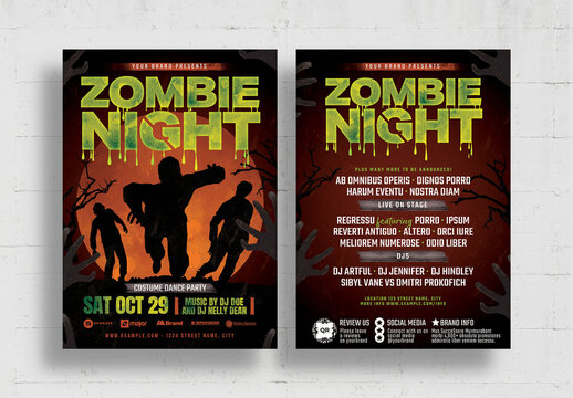 Halloween Zombie Night Party Flyer Layout