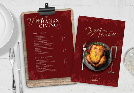 Thanksgiving Menu Layout with Red Accents