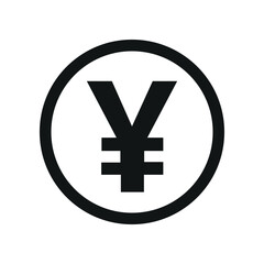 Japanese Yen coin symbol. black and white Flat currency icon. currency of The Japan. Vector illustration.