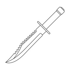 Survival Knife Outline Icon Illustration on White Background