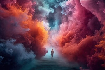 Fototapeta premium A princess's journey in the world of colored dreams