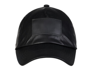 Front View of Leather Cap Isolated with Mockup Space
