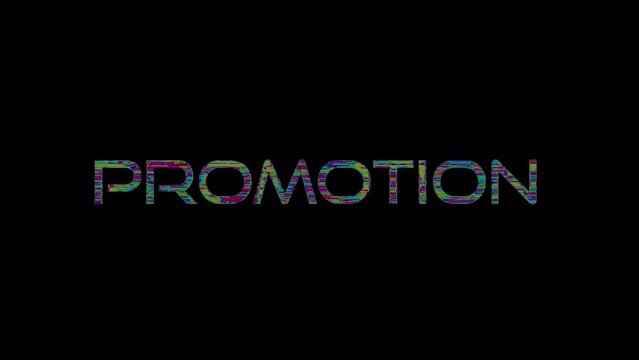 Promotion multicolored text glitch effect animation cinematic title on black abstract background. promote advertising concept isolate using QuickTime Alpha Channel proress 444
