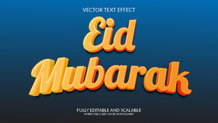 Eid Mubarak Fully simple editable vector eps 3d text effect design.