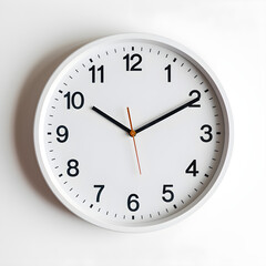 Analog wall clock isolated on white wall