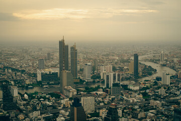 Fototapeta premium The city of Bangkok in Thailand seen from above. Panorama. Landscape.
