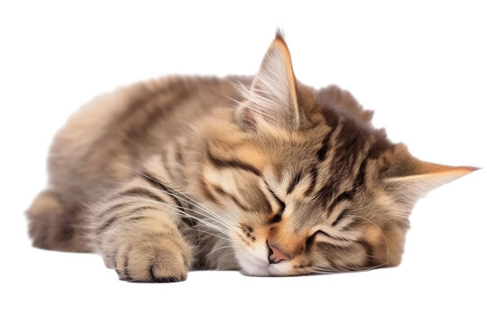 sleeping cat isolated on white/ transparent background