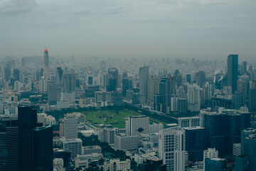 The city of Bangkok in Thailand seen from above. Panorama. Landscape.