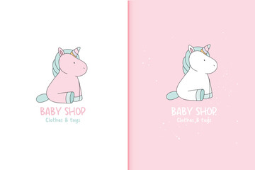 Logo baby. Cute unicorn logotype