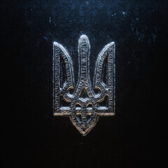 Iron Ukraine Trident Symbol of Victory in the War made from weld metal details 3d render
