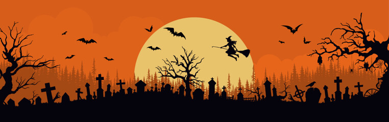 Fototapeta na wymiar Halloween background with castle, bats and cemetery. Vector illustration.