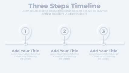 Neumorphic business timeline infographic design elements