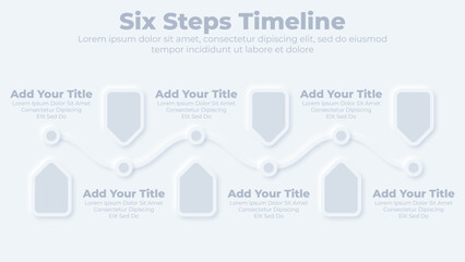 Infographic template for business timeline presentation with six steps