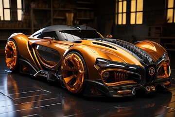 Tuned car for racing without rules, racing for survival on dangerous super cars - obrazy, fototapety, plakaty