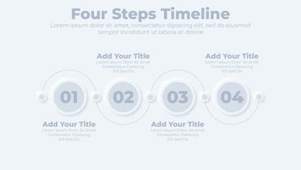 Neumorphic Business timeline infographics template with 4 steps