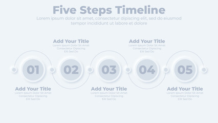 Neumorphic infographic template for business timeline presentation