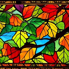 Fototapeta na wymiar Stained Glass Leaves