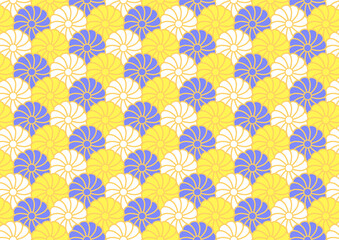 背景　和柄の菊　パターン　青