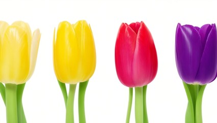colorful tulips with white background