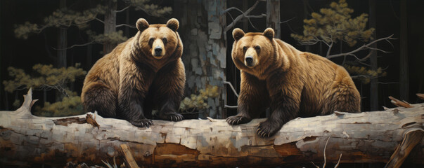 Obraz premium Brown bear in natural habitat.