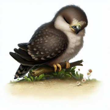 Digital illustration of a young Peregrine Falcon