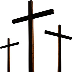 Three crosses silhouettes with the biggest in the middle