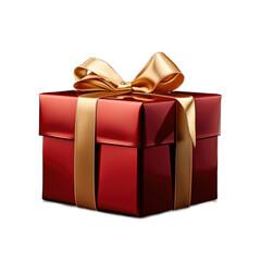 New Year gift box isolated on transparent background. Generative AI