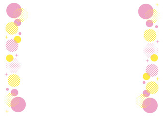 水玉　フレーム 　サイド　キラキラ　幾何学　ピンク　黄色