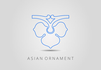 Vintage ornate linear ornament in Kazakh traditional style. Asian floral designs. Abstract Asian elements of the national pattern of the ancient nomads of the Kyrgyz, Mongols, Kazakhs, Tatars.