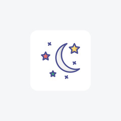 Fototapeta na wymiar EmbRacing the Christmas Moon and Stars Filled Outline Icon
