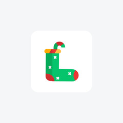 Whimsical Christmas Socks Flat Icon