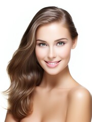 Fototapeta premium Beauty portrait of a beautiful female model with flawless skin an great hair, generative ai