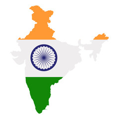 Photo illustration of a indian map with flag