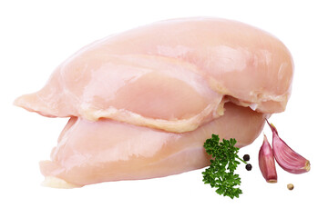 Raw chicken meat on white isolated