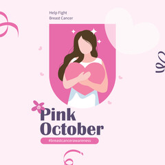 woman with pink ribbon, Breast Awareness Campaign Month