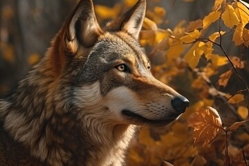 Fototapeta premium Wolf in the autumn forest