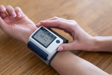 High blood pressure on electronic display. 