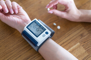 High blood pressure on electronic display. 
