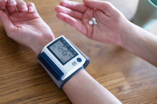 High blood pressure on electronic display. 