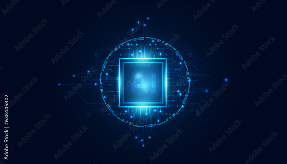 Poster abstract artificial intelligence on circle digital and technology background with computer systems l