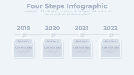 Neumorphic business timeline infographic design elements